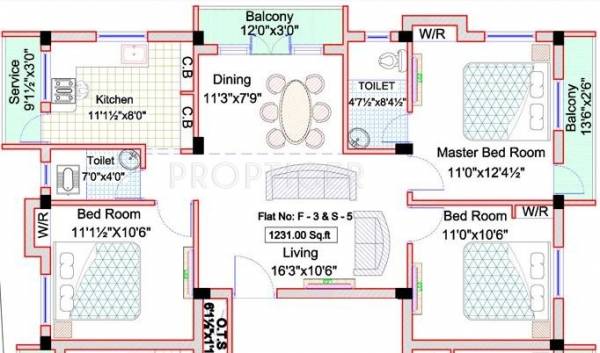Sai Deep (3BHK+2T (1,231 sq ft) 1231 sq ft)