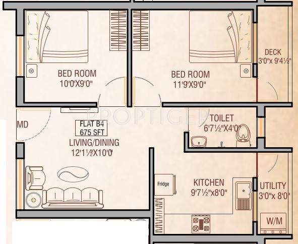 Oyester Buvanam (2BHK+1T (675 sq ft) 675 sq ft)