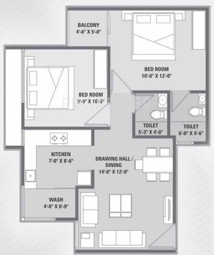 Shilp Solace (2BHK+2T (963 sq ft) 963 sq ft)