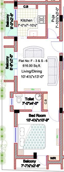 Sai Sai Chavadi (1BHK+1T (616 sq ft)   Pooja Room 616 sq ft)