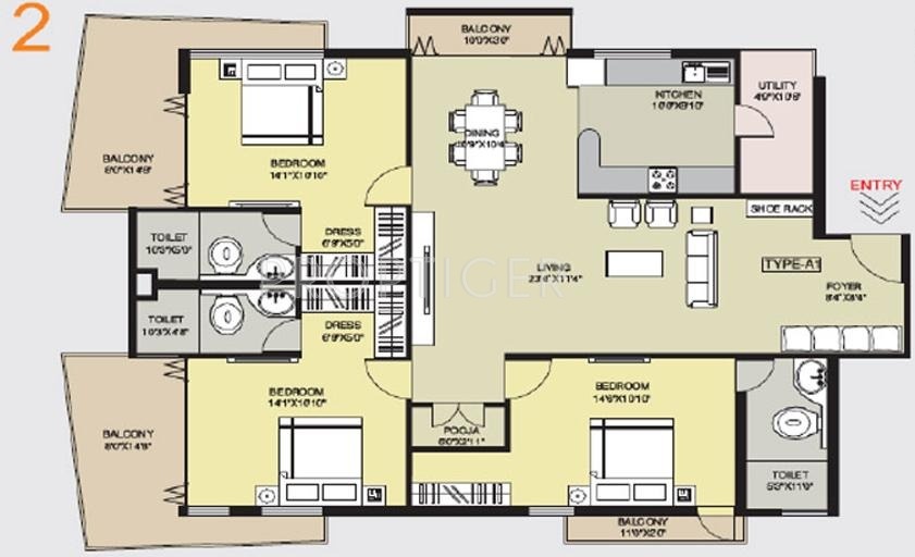 Moham Meridies (3BHK+3T (1,954 sq ft) Pooja Room 1954 sq ft) Moham Meridies (3BHK+3T (1,954 sq ft) Pooja Room 1954 sq ft)