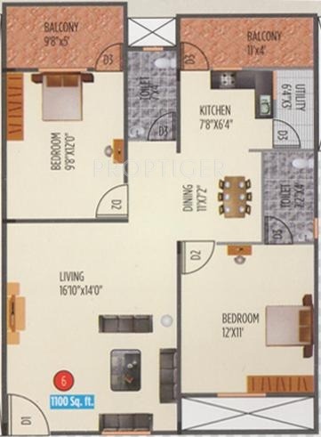 Sreevaru Srivasines (2BHK+2T (1,100 sq ft) 1100 sq ft)