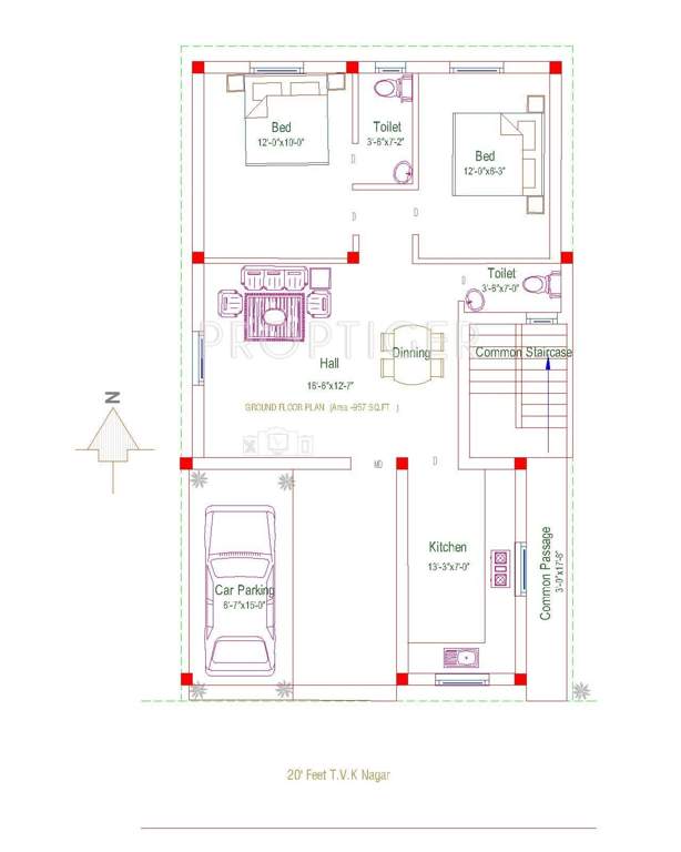 Real Tulip (2BHK+2T (957 sq ft) 957 sq ft)