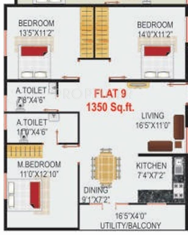 Carp Sumukha Pride (3BHK+3T (1,575 sq ft) 1575 sq ft)