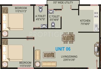 Carp Sumukha Paradise (2BHK+2T (1,100 sq ft) 1100 sq ft)
