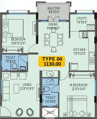 PNR SLV Exotica (2BHK+2T (1,130 sq ft) 1130 sq ft)