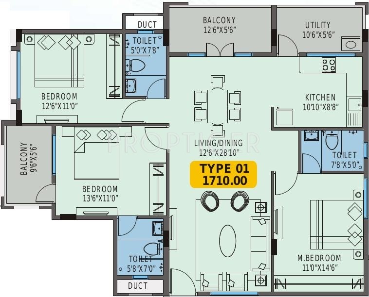 PNR SLV Exotica (3BHK+3T (1,710 sq ft) 1710 sq ft)