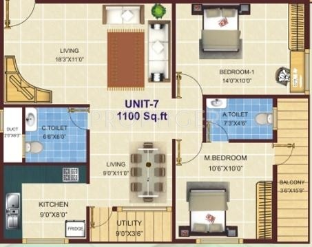 Shivaganga Bliss (2BHK+2T (1,100 sq ft) 1100 sq ft)