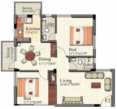 Aurris Joy Sereno (2BHK+2T (800 sq ft) 800 sq ft)