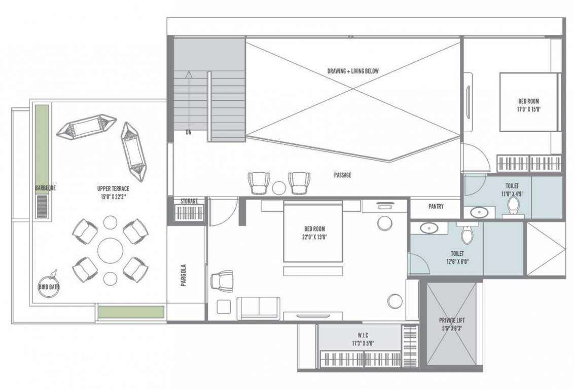Upper Level Penthouse Plan aam baag Floor Plan Upper Level Penthouse Plan