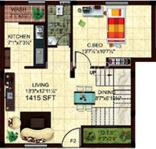 StepsStone Atchuta (3BHK+3T (1,415 sq ft) 1415 sq ft)