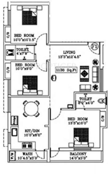 ANC Sadhasiva (3BHK+2T (1,138 sq ft) 1138 sq ft)