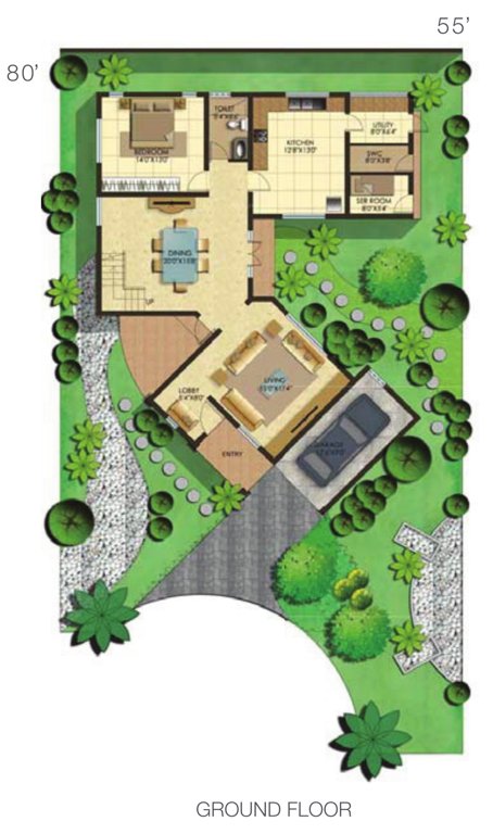 palm retreat villas Floor Plan Ground Floor Plan