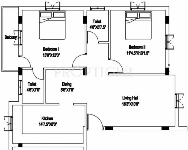 Pappas Venkat Flats (2BHK+2T (1,200 sq ft) 1200 sq ft)