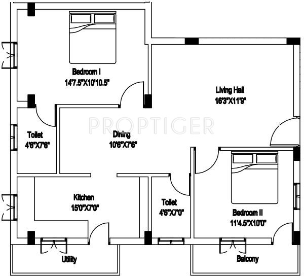 Pappas Venkat Flats (2BHK+2T (1,250 sq ft) 1250 sq ft)