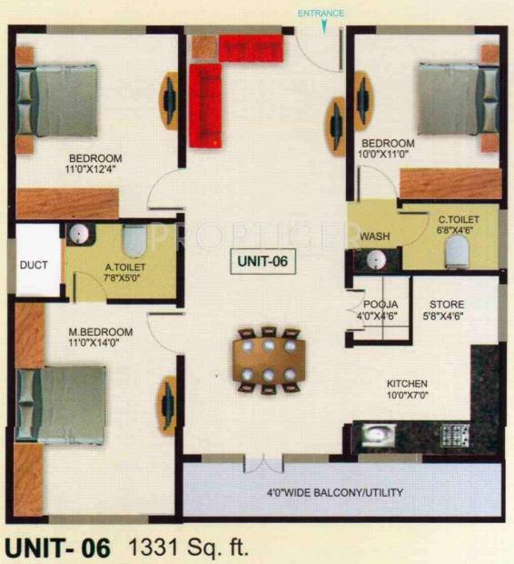 Vani Shreeniketana Apartments (3BHK+2T (1,331 sq ft) 1331 sq ft)
