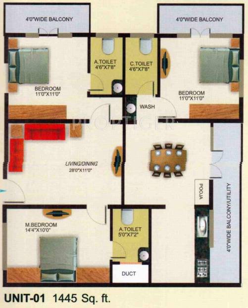 Vani Shreeniketana Apartments (3BHK+3T (1,445 sq ft) 1445 sq ft)