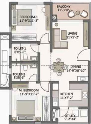  the-prestige-city-hyderabad-apartments Floor Plan Floor Plan