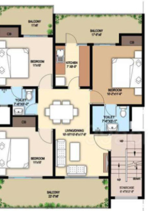  flamingo floors Floor Plan Upper Level Duplex Plan