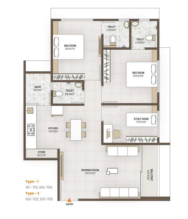 1485 sq ft 3 BHK 3T Apartment for Sale in Shreenath Infraspace Bhagwat