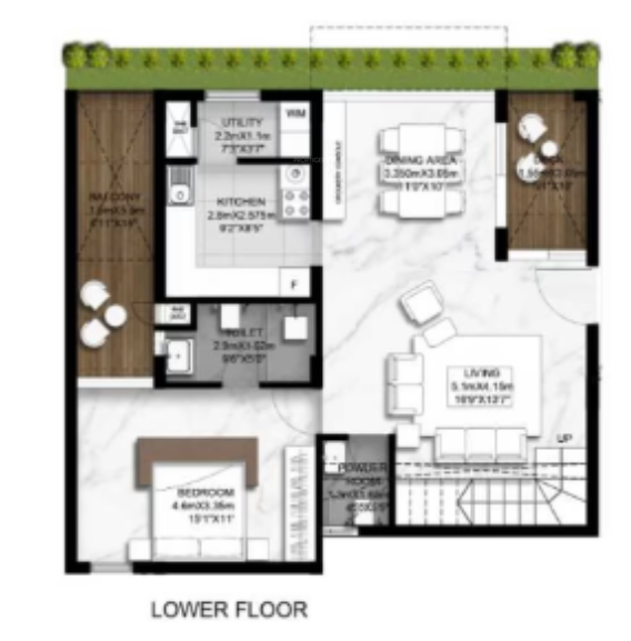  earth and sky Floor Plan Lower Level Duplex Plan