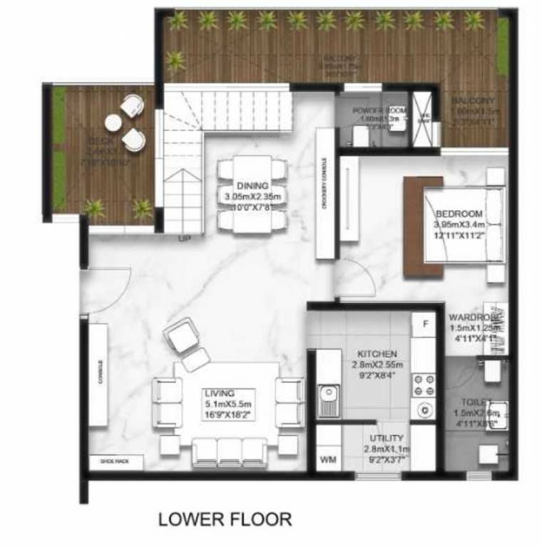  earth and sky Floor Plan Lower Level Duplex Plan