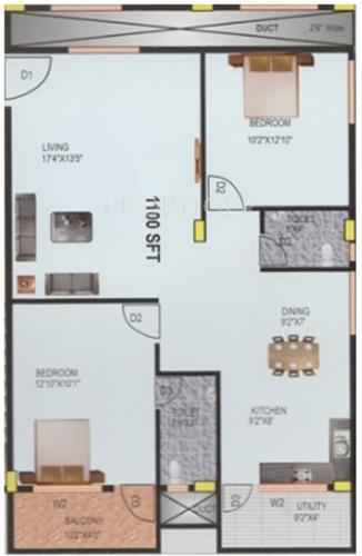 Celebrity Srivaasas (2BHK+2T (1,100 sq ft) 1100 sq ft)