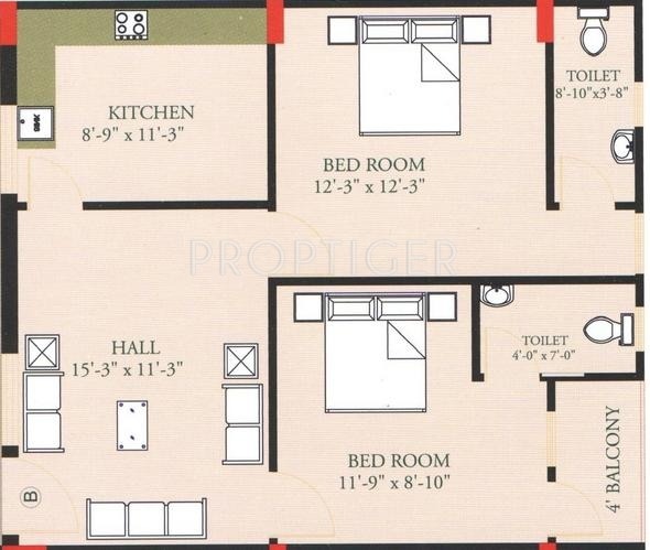 Octagon Kashish Apartment (2BHK+2T (870 sq ft) 870 sq ft)
