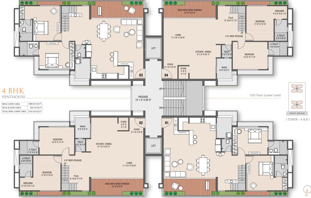 shivanta vivanta Floor Plan Lower Level Penthouse Plan