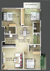 Trine Palm Heights (3BHK+3T (1,378 sq ft) 1378 sq ft) Trine Palm Heights (3BHK+3T (1,378 sq ft) 1378 sq ft)