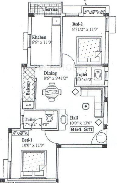 VijaySaras Podhigai Apartments (2BHK+2T (864 sq ft) 864 sq ft)