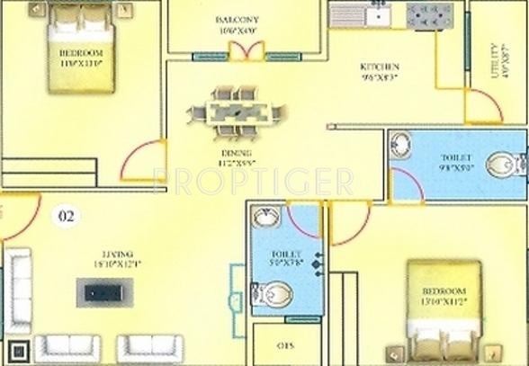 SV Heights (2BHK+2T (1,105 sq ft) 1105 sq ft)