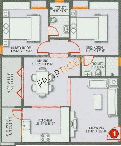 INDWIN Ecstasy (2BHK+2T (1,145 sq ft) 1145 sq ft)