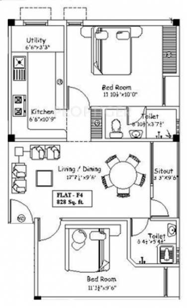 Varaha Varaha Vanavil (2BHK+2T (828 sq ft) 828 sq ft)