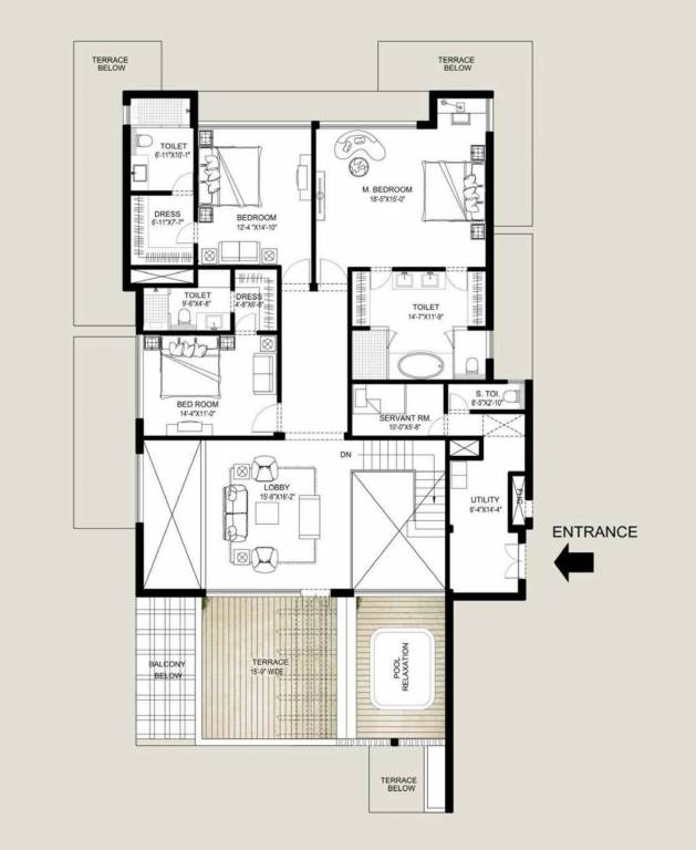 Upper Level Penthouse Plan the palm springs Floor Plan Upper Level Penthouse Plan