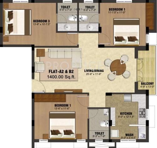 Ceebros Sri Lakshmi (3BHK+3T (1,400 sq ft) 1400 sq ft)