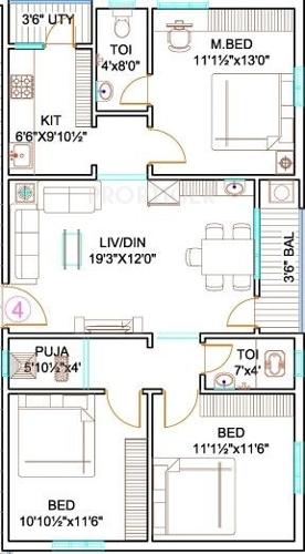 Orchidz (3BHK+2T (1,250 sq ft) + Pooja Room 1250 sq ft) Orchidz (3BHK+2T (1,250 sq ft) + Pooja Room 1250 sq ft)