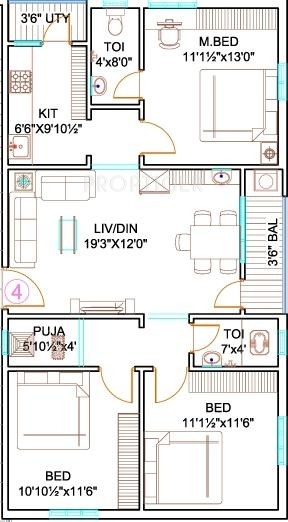  Orchidz (3BHK+2T (1,250 sq ft) + Pooja Room 1250 sq ft)
