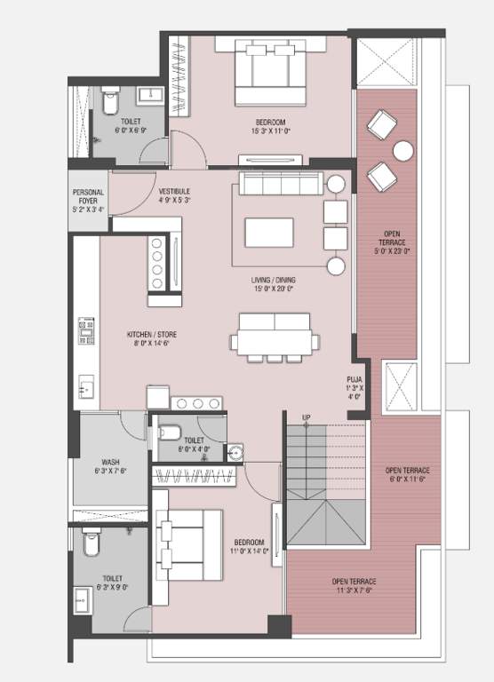  the balcony by kaavyaratna Floor Plan Lower Level Duplex Plan