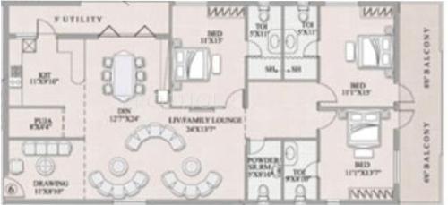  Royal Gardens (3BHK+3T (2,385 sq ft) 2385 sq ft)