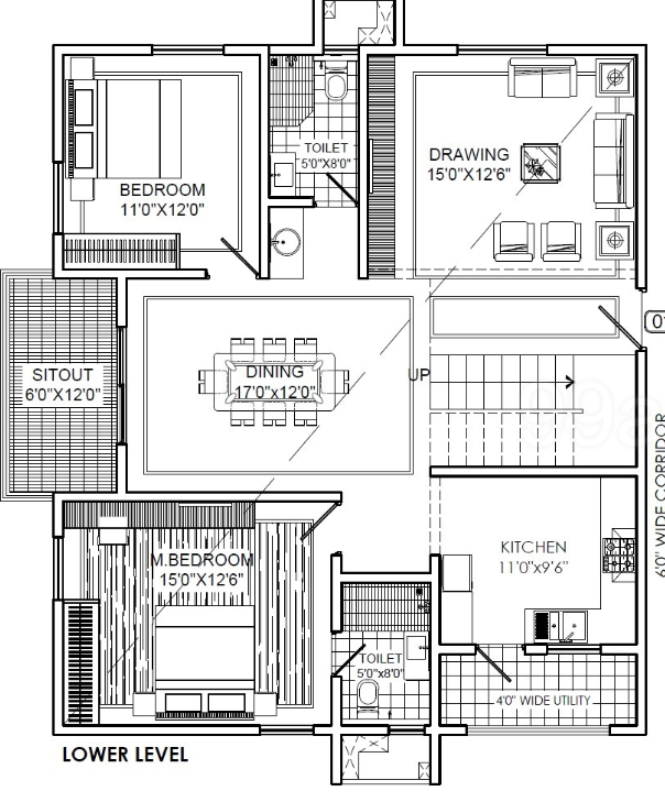  green hills Floor Plan Lower Level Duplex Plan