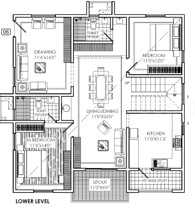  green hills Floor Plan Lower Level Duplex Plan