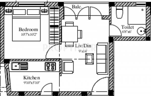 SVM Tulip (1BHK+1T (565 sq ft) 565 sq ft)