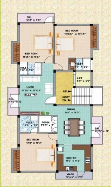 Swathi Sita (3BHK+3T (2,180 sq ft)   Pooja Room 2180 sq ft)