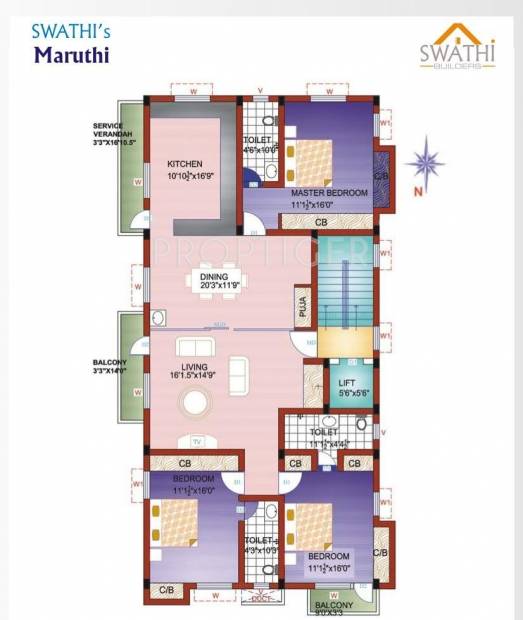 Swathi Maruthi (3BHK+3T (2,330 sq ft)   Pooja Room 2330 sq ft)