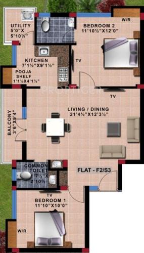 Sumangali Mulbery Garden (2BHK+2T (982 sq ft)   Pooja Room 982 sq ft)