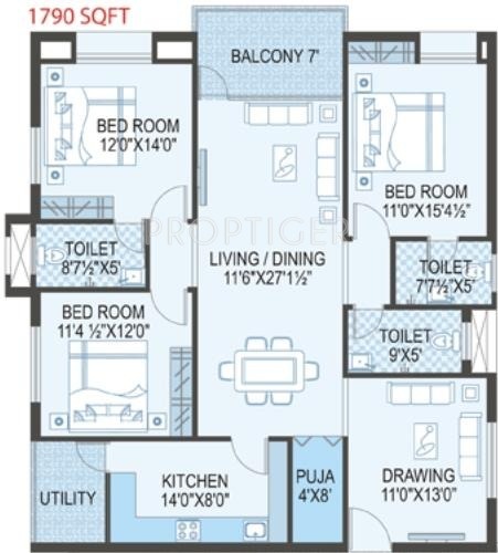  Meadows (3BHK+3T (1,790 sq ft) 1790 sq ft)