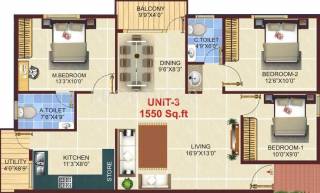 SV Marvel (3BHK+2T (1,550 sq ft) 1550 sq ft)