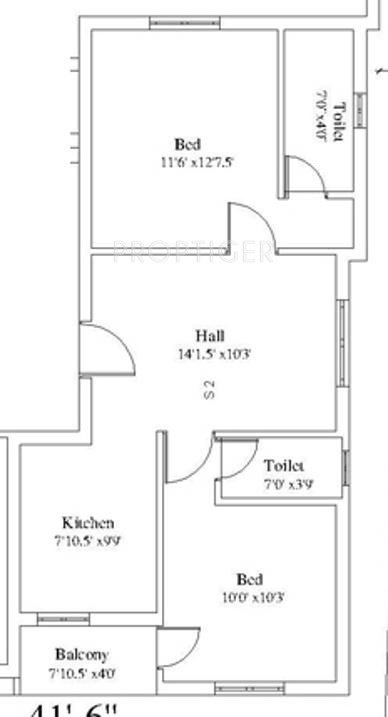 S Promoters Govindhaswamy Nagar Floor Plan (2BHK+2T)