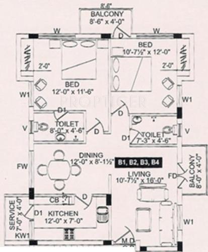 BSR Sambhavi Enclave (2BHK+2T (1,190 sq ft) 1190 sq ft)